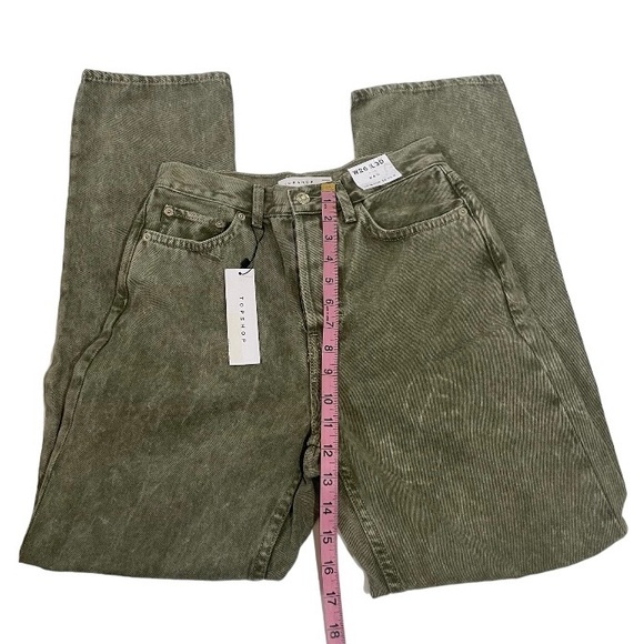 NWT TOPSHOP Dad Jeans Straight Leg Slim Fit Denim Relaxed Trench Grunge Gray New - Picture 9 of 11